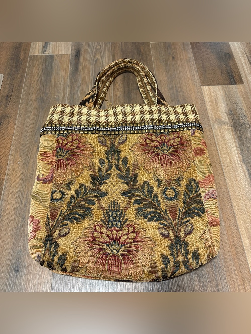 Handmade Patchwork Fabric Tapestry Whimsical Witchy Mystic Cottagecore Boho Tote - Picture 5 of 8